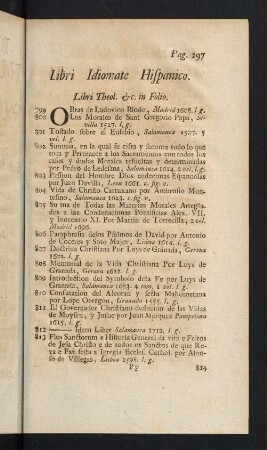 297-316, Libri Theol. &c. in Folio. - Lexicographi in Folio