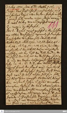 Disposition der Predigt von August Hermann Francke über Mt 7,15f. am 03.08.1721.