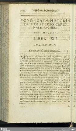 Continuatae Historiae De Ministerio Cardinalis Richelii. Anno MDCXXXVI. Liber XIII