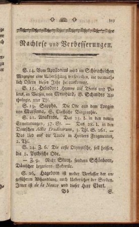 Nachlese und Verbesserungen.
