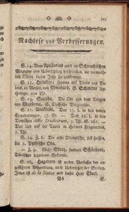 Nachlese und Verbesserungen.
