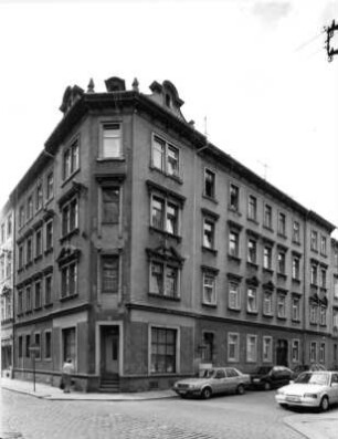 Meißen-Altstadt, Mendestraße 1. Wohnhaus mit Laden (E. 19. Jh.). Eckansicht