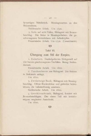 Tafel VI. Übergang zum Stil der Empire.