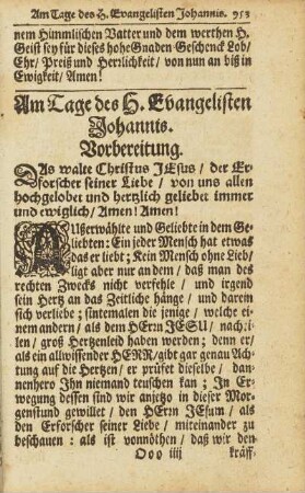 Am Tage des H. Evangelisten Johannis.
