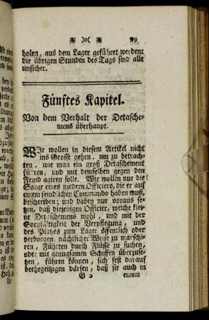 Fünftes Kapitel. Von dem Verhalt der Detaschemens überhaupt.