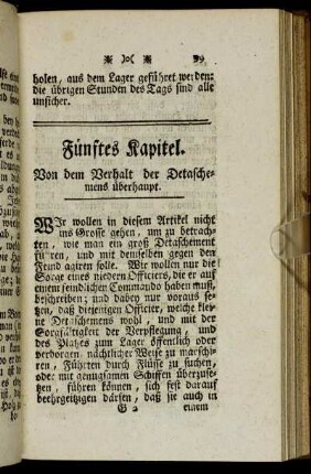 Fünftes Kapitel. Von dem Verhalt der Detaschemens überhaupt.