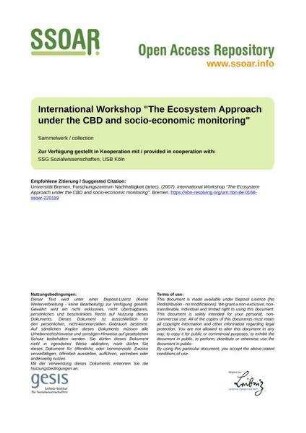 International Workshop "The Ecosystem Approach under the CBD and socio-economic monitoring"