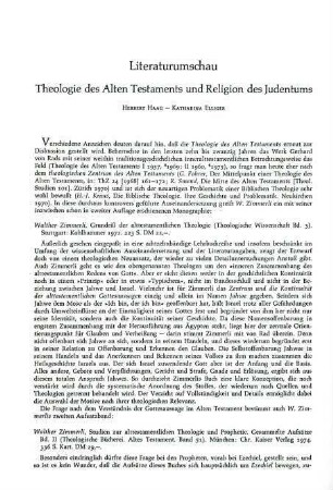 228-231 [Rezension] Zimmerli, Walther, Grundriß der alttestamentlichen Theologie