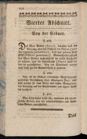 Vierter Abschnitt. Von der Geburt