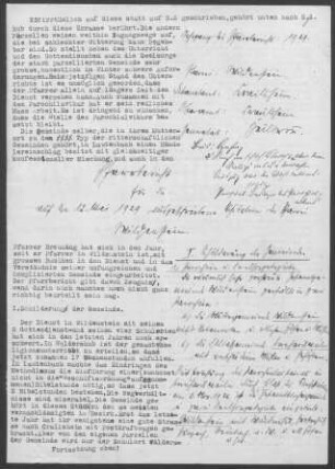 Wildenstein-Bernhardsweiler mit Lautenbach und Steinbach/Wald: Pfarrbericht 1929