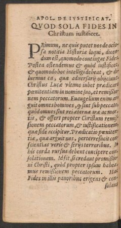 Quod Sola Fides In Christum iustisicet.