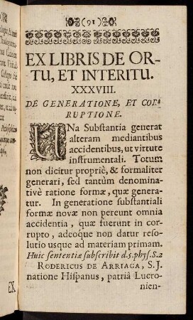 91-96, Ex Libris de Ortu, et Interitu.