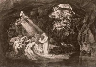 Amanda gebärt in der Grotte der Titania den Hüonnet (Szene aus Wielands Oberon, 8. Ges.)