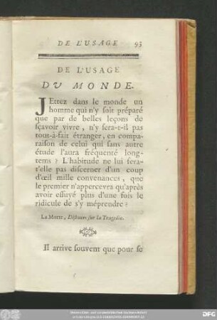 De L'Usage Du Monde.