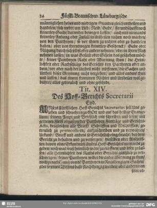 Tit. XIV. Des Hoff-Gerichts Secretarii Eyd