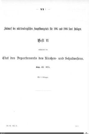Hauptfinanzetat 1905-1906, Heft 6