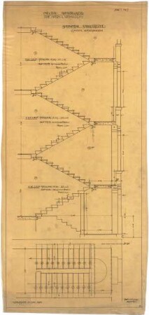 Billing, Hermann; Karlsruhe, Hirschstr. 101 a / Vorholzstr.; Haus Kohlbecker - Stocktreppe (Schnitt)