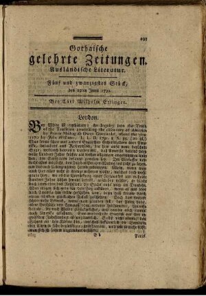 Fünf und zwanzigstes Stück, den 23ten Junii 1792.