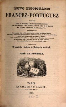 Novo diccionario Francez-Portuguez