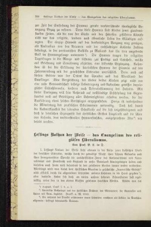 Lessings Nathan der Weise - das Evangelium des religiösen Liberalismus