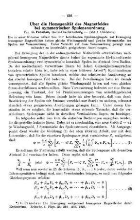Über die Homogenität des Magnetfeldes bei symmetrischer Spulenanordnung