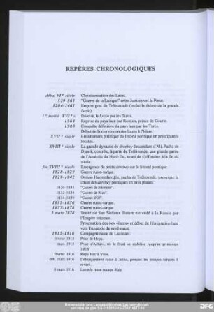 Repères Chronologiques