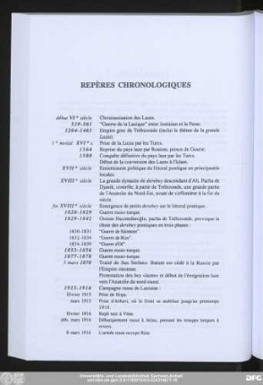 Repères Chronologiques
