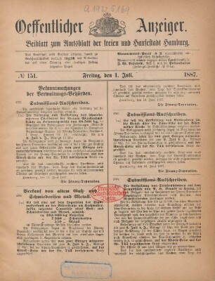 1. Juli-30. September 1887 = No. 151-228