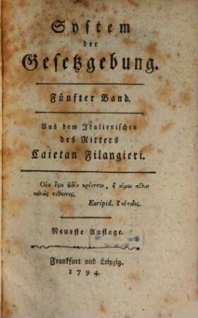 System der Gesetzgebung, 5