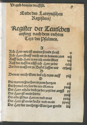 Register der Teutschen anfeng nach dem rechten Text der Psalmen.