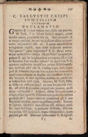 C. Sallustii Crispi in M. Tullium Ciceronem Declamatio.