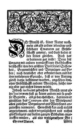 Die erste Heyrath eines Mannes.