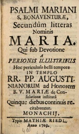 Psalmi Mariani S. Bonaventuræ, Secundùm litteras Nominis Maria