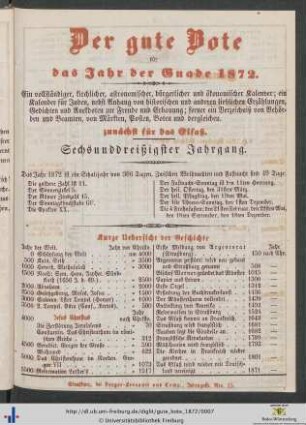 Der gute Bote für das Jahr der Gnade 1872.