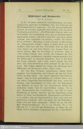 Bildwinkel und Brennweite