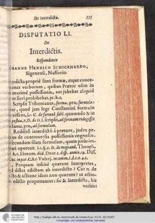 Disputatio LI. De Interdictis
