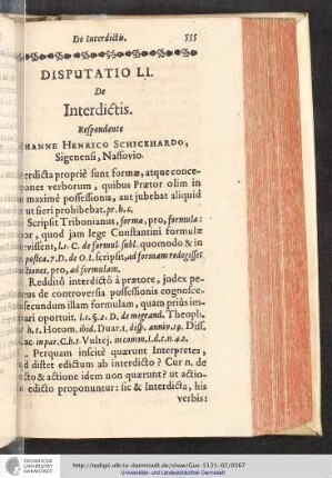 Disputatio LI. De Interdictis