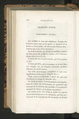 Chapitre XXVIII. Établissement Religieux.