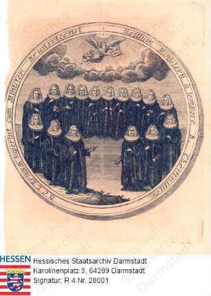 Ermisch, D. C. L. / Porträt des Superintendenten mit Pfarrern in Medaillon