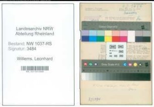 Entnazifizierung Leonhard Willems , geb. 20.04.1897 (Amtsanwalt)