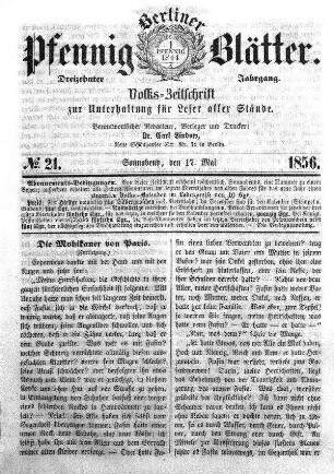 No. 21, Sonnabend, den 17. Mai
