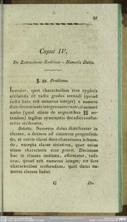 Caput IV. De Extractione Radicum e Numeris Datis