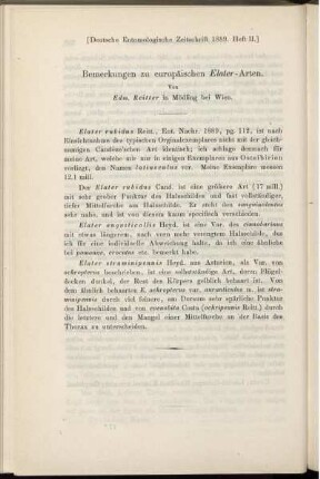 Bemerkungen zu europäischen Elater-Arten