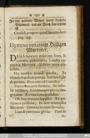Hymnus von einem Heiligen Martyrer