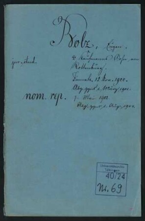 Bolz, Eugen [(Eugen Anton)] * 15.12.1881