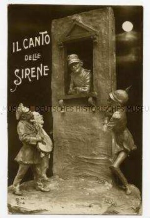 Satirische Postkarte zur italienischen Neutralität