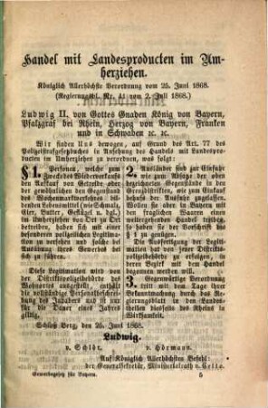 Gesetz, das Gewerbswesen in Bayern betreffend, vom 30. Januar 1868 : mit Anmerkungen und einem ausführlichen Sachregister, 3. Verordnung vom 25. Juni 1868 ...