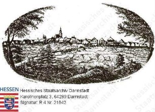 Pfungstadt, Panorama in Medaillon