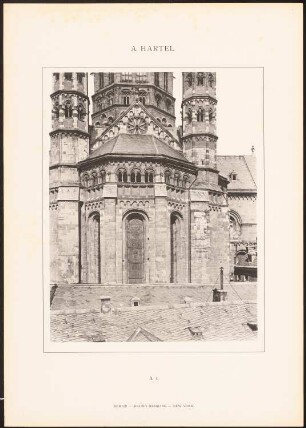 Dom, Mainz: Ansicht Chor (aus: Architekton. Details u. Ornamente der kirchlichen Baukunst in den Stilarten d. Mittelalters, 1. Serie, 1896)