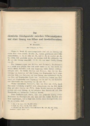 Das chemische Gleichgewicht zwischen Silberamalgamen und einer Lösung von Silber- und Quecksilbernitrat